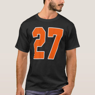 T-shirt Retour Imprimer Orange Sports Bloc Numéro 27 Pour