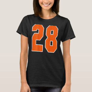 T-shirt Retour Imprimer Orange Sports Bloc Numéro 28 Pour