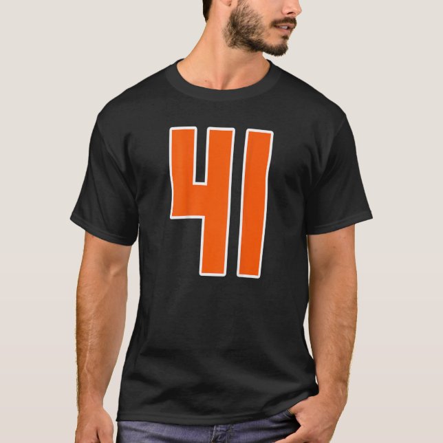 T-shirt Retour Imprimer Orange Sports Bloc Numéro 41 Pour  (Devant)