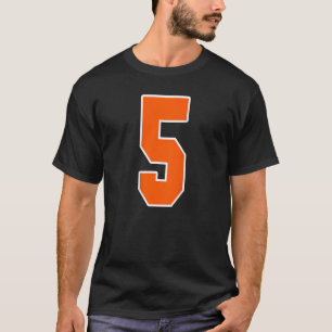 T-shirt Retour Imprimer Orange Sports Block Numéro 5 Pour