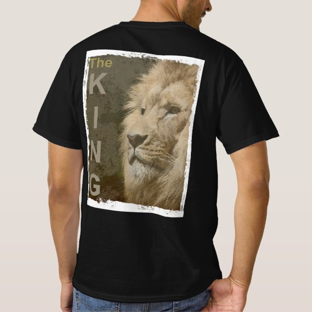 T-shirt Retour Imprimer Tendance Lion Face Mens Noir Moder (Dos)