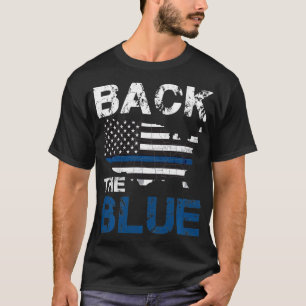 T-shirt Retour Le bleu défend la police drapeau américain 