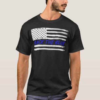 T-shirt Retour Le drapeau bleu USA pour Unisex Police Offi