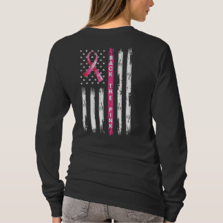 T-shirt Retour Le Ruban Rose Américain Drapeau Cancer Du S