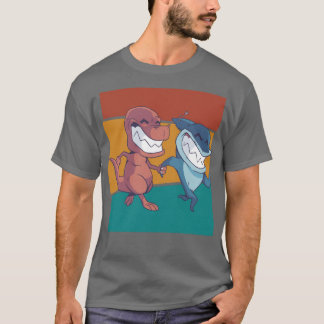 T-shirt Retournement vintage de dinosaure de requin