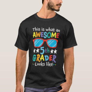 T-shirt Retourner À L'École 5E Année Magnifique Cinquième