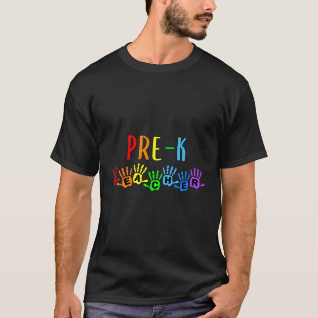 T-shirt Retourner À L'École Pré-K Empreintes De L'Enseigna (Devant)