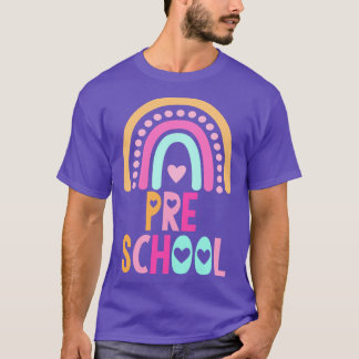 T-shirt Retourner À L'École Préscolaire Niveau Arc-en-ciel