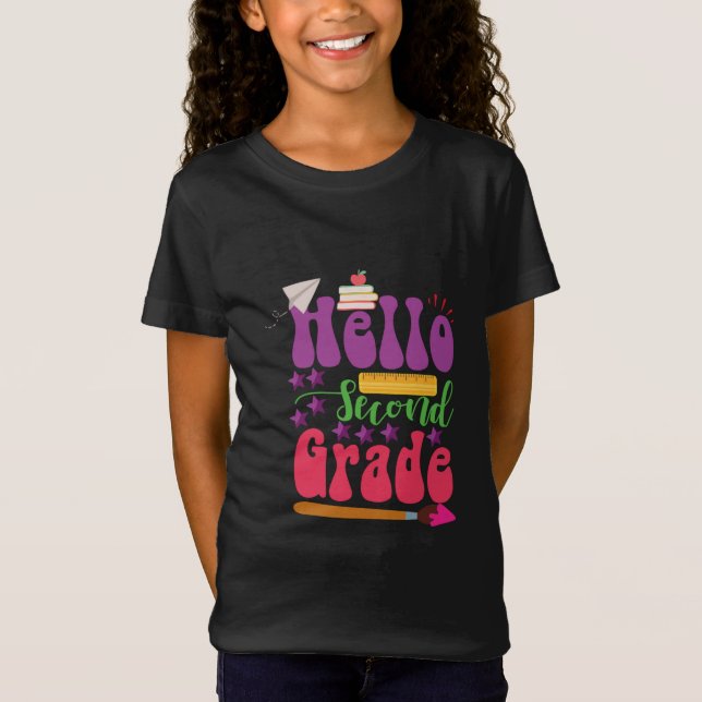 T-Shirt Retourner À L'École Tee - shirt | Bonjour deuxième (Devant)