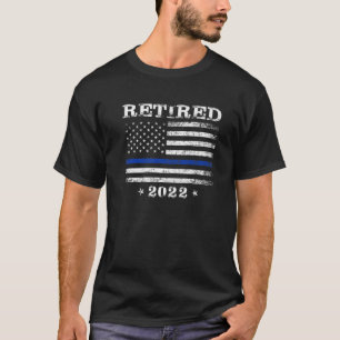 T-shirt Retraité 2022 Mince Ligne Bleue Officier de police