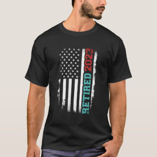 T-shirt Retraite 2023 Us American Flag Pour La Retraite Et