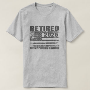 T-shirt Retraite 2025 Drapeau USA Retraité 2025 Hommes Fem