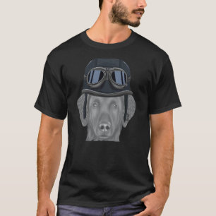 T-shirt Retriever à poil frisé portant une moto vintage 