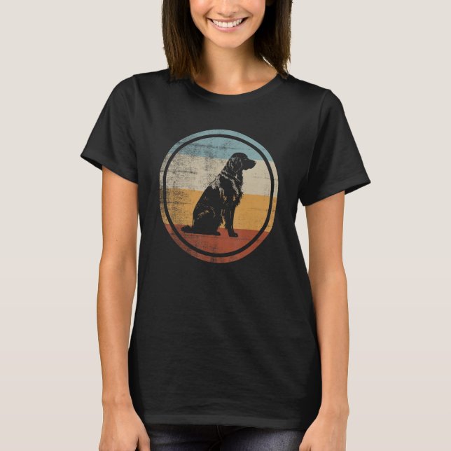 T-shirt Retriever à revêtement plat style rétro chien (Devant)