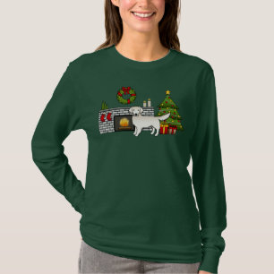 T-shirt Retriever Anglais Crème Or Dans Une Salle De Noël