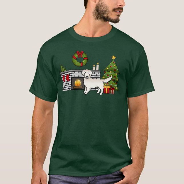 T-shirt Retriever De Crème Dorée Anglaise Dans Une Salle D (Devant)