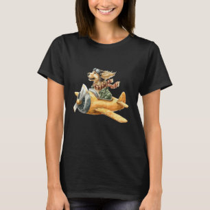 T-shirt Retriever doré drôle pilotant un avion jaune
