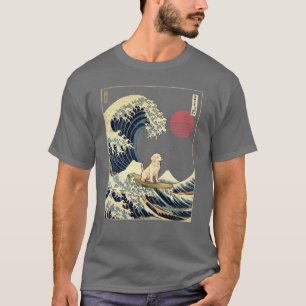 T-shirt Retriever doré Kanagawa Vague de surf japonaise bo
