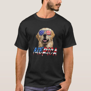 T-shirt Retriever doré Merica drapeau américain du 4 juill