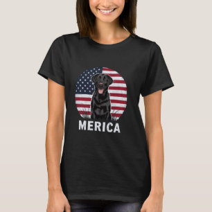 T-shirt Retriever du Labrador noir 4 juillet Merica drapea