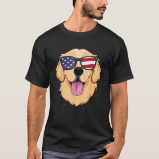 T-shirt Retriever Golden Américain USA Chien Lunettes de s