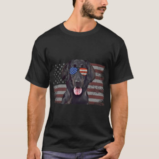 T-shirt Retrievers à revêtement plat Chien 4 juillet Retro