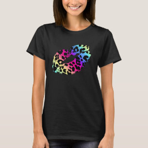 T-shirt Retro 1980 Lipstick Kiss Leopard Gen X 80's Band