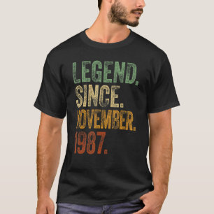 T-shirt Rétro 1987 Anniversaire Novembre Né Légende depuis