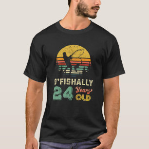 T-shirt Retro 24E Anniversaire Pêche Tourne 24 Pêcheur C