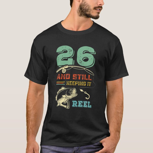 T-shirt Retro 26E Anniversaire Pêche Tourne 26 Pêcheur B (Devant)