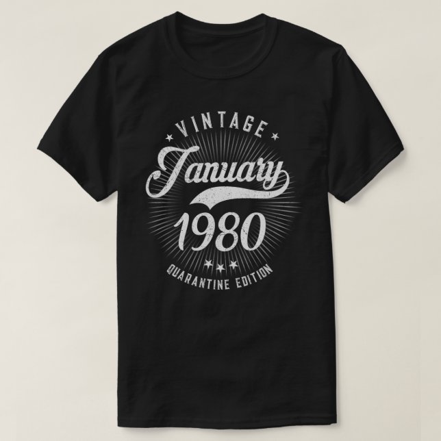 T-shirt Retro 41e anniversaire cadeau Janvier 1980 41 Quar (Design devant)