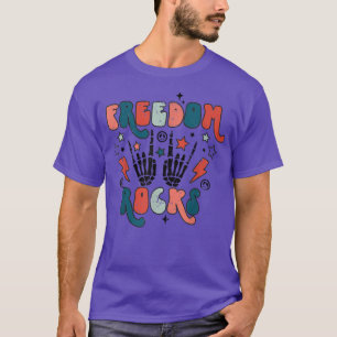 T-shirt Retro 4 juillet Freedom Rocker Skeleton Pa