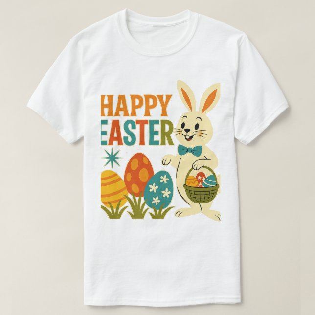 T-shirt Retro 60s Joyeux Lapin de Pâques -2025 (Design devant)