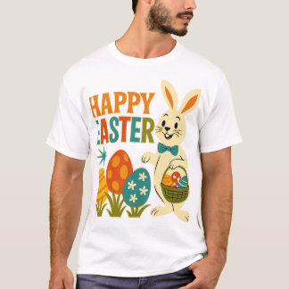 T-shirt Retro 60s Joyeux Lapin de Pâques -2025