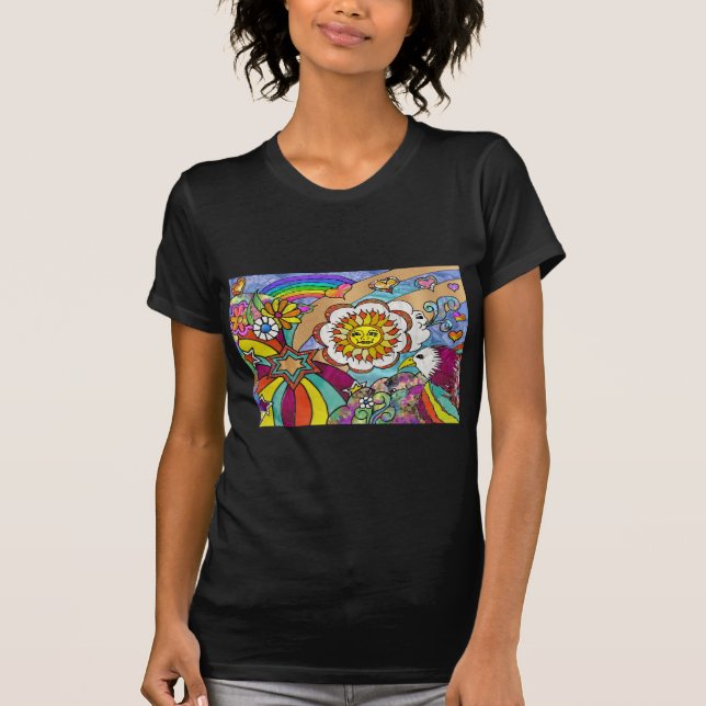 T-shirt Retro 60s Psychedelic Sunshine Aigle Cadeaux (Devant)