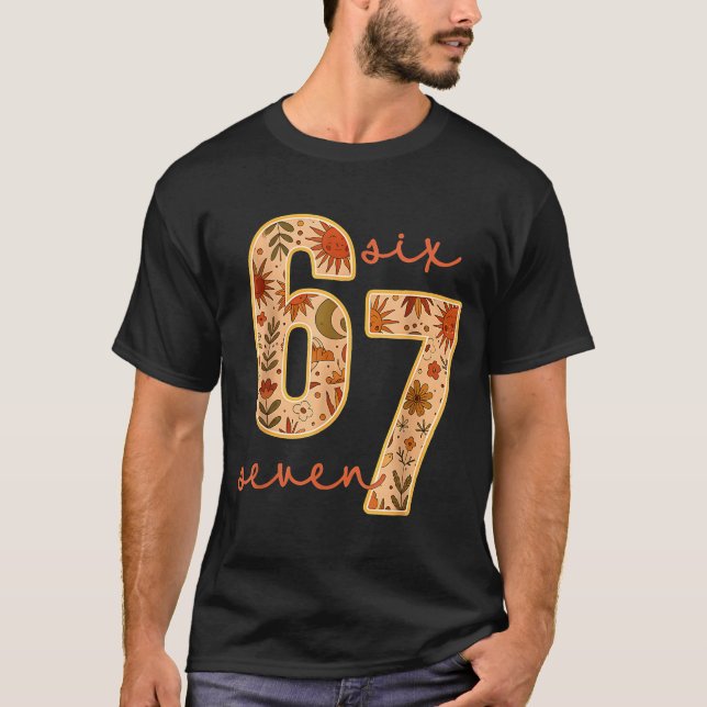 T-shirt Retro 67 Six Seven Boho Floral Retro Moon Flowers  (Devant)