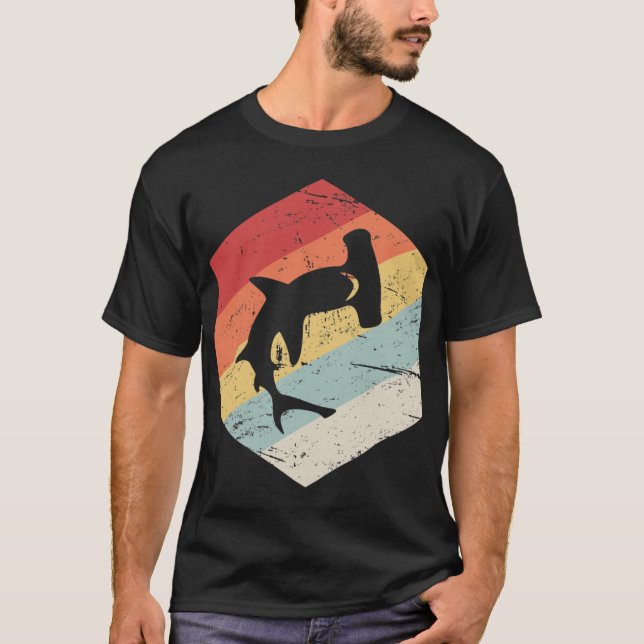 T-shirt Retro 70s Hammerhead Shark Icon friend friend (Devant)