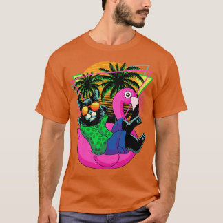 T-shirt Retro 80s 90s Flamant rose Cadeaux de chat Hommes 