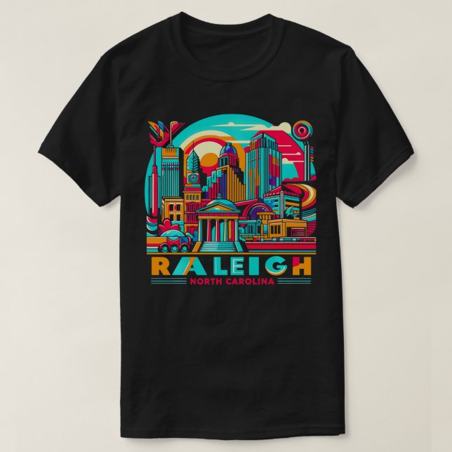 T-shirt Retro 80s 90s Raleigh North olina Travel Souvenir (Design devant)