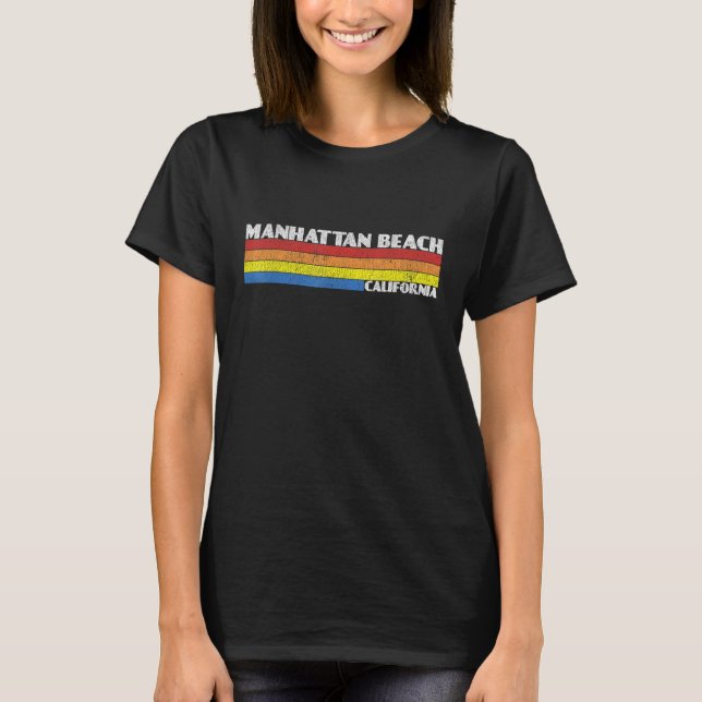 T-shirt Retro 80s California CA Souvenir Manhattan Beach (Devant)