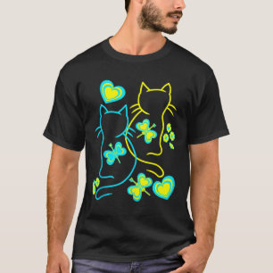 T-shirt Rétro 80s Chats d'été Fleurs de coeur Chat Kitten