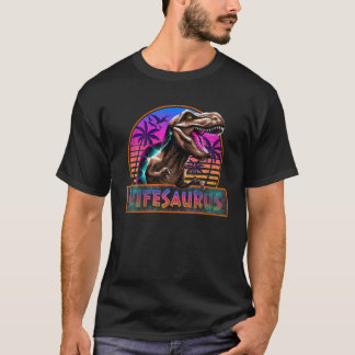 T-shirt Rétro 80S Couleur Wifesaurus T Rex Famille de Dino