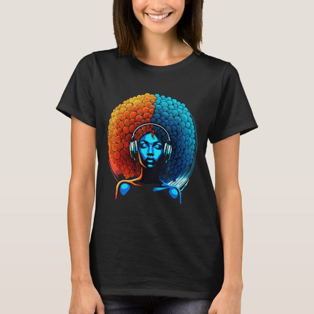T-shirt Retro 80s Funk Afro Girl Disco Soul African Americ (Devant)