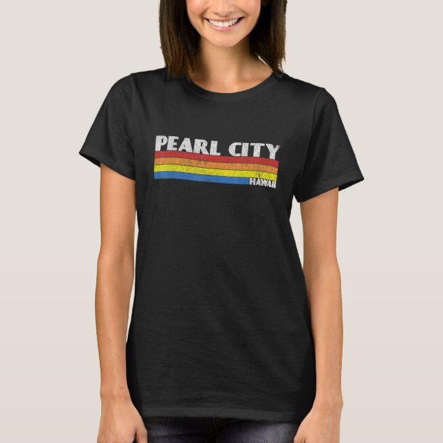T-shirt Retro 80s Hawaii HI Souvenir Pearl City (Devant)