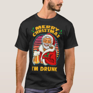 T-shirt Retro 80s Père Noël Im Drunk Bière Drôle Boire Chr