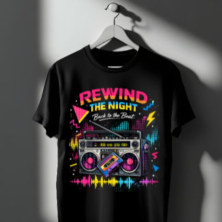 T-shirt Retro 80s Rewind The Night Boombox Music
