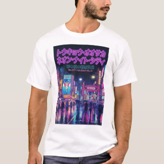 T-shirt Retro 90s City Pop Night: Neon Tokyo & Osaka Rain