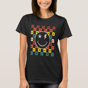 T-shirt Retro À damiers joli visage souriant 1