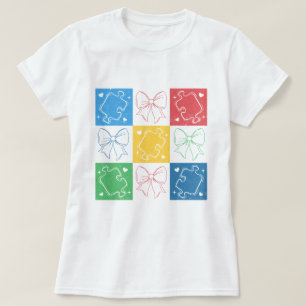 T-shirt Retro À damiers Sensibilisation sur l'autisme Coqu