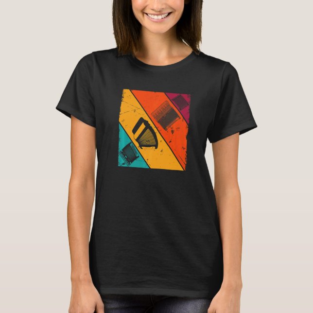 T-shirt Retro Accordion Musician Harmonica Accordionist (Devant)